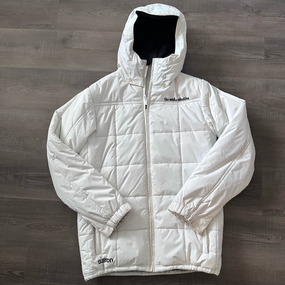 Burton Men's White Hooded Quilted Puffer Jacket